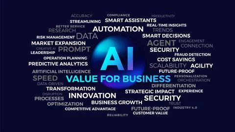 Artificial Intelligence AI word cloud - AI Value for Business Stock Illustration