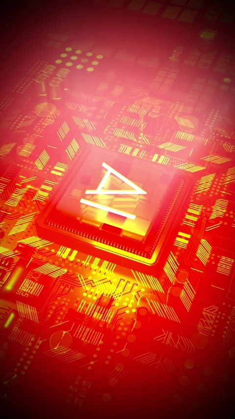 Artificial intelligence - AI word on computer processor - red color palette Stock Footage 302910864