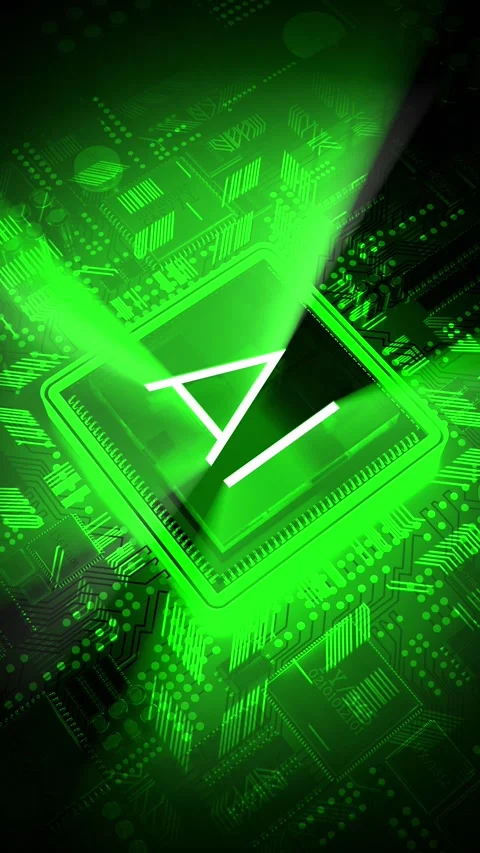 Artificial intelligence - AI word on computer processor - green color palette Stock Footage 302912017