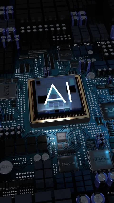 Artificial intelligence - AI word on computer processor Stock Footage 302912742
