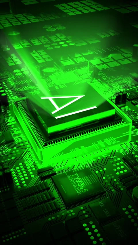 Artificial intelligence - AI word on computer processor - green color palette Stock Footage 302913384