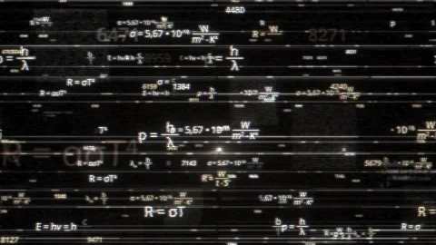 Artificial intelligence AI writing abstract math and physics formulas with Stock Footage 152741574