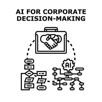 Artificial intelligence aiding corporate decision making process Stock Illustration