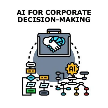 Artificial intelligence aiding corporate decision making process Stock Illustration
