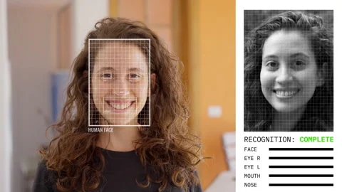Artificial intelligence algorithm and machine learning recognizes human face of Stock-Footage 296804222