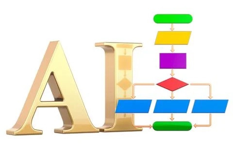 Artificial Intelligence Algorithm, concept. 3D rendering Stock Illustration