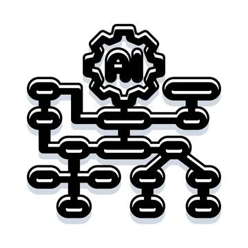 Artificial intelligence algorithm network processing data system Illustrazione stock