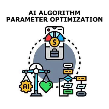 Artificial intelligence algorithm parameter optimization process Illustrazione stock