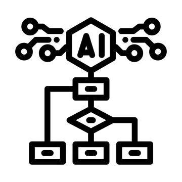 Artificial intelligence algorithm processing data flowchart diagram 스톡 일러스트