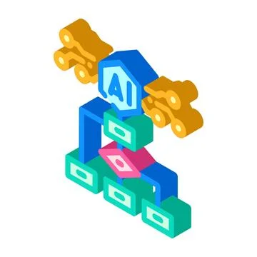 Artificial intelligence algorithm processing data flowchart diagram Stock Illustration