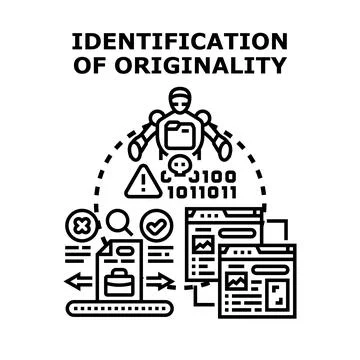 Artificial intelligence algorithm processing digital documents on a conveyor, Stock Illustration