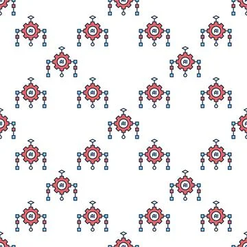Artificial Intelligence Algorithm vector AI colored seamless pattern 스톡 일러스트