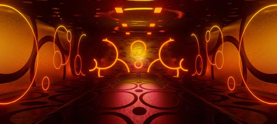 Artificial Intelligence Alien Interior Empty Studio Dark with Maroon Colors F Stockillustratie