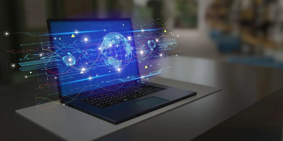 Artificial intelligence, analysis of complicated data. holographic images a.. Stock Photos