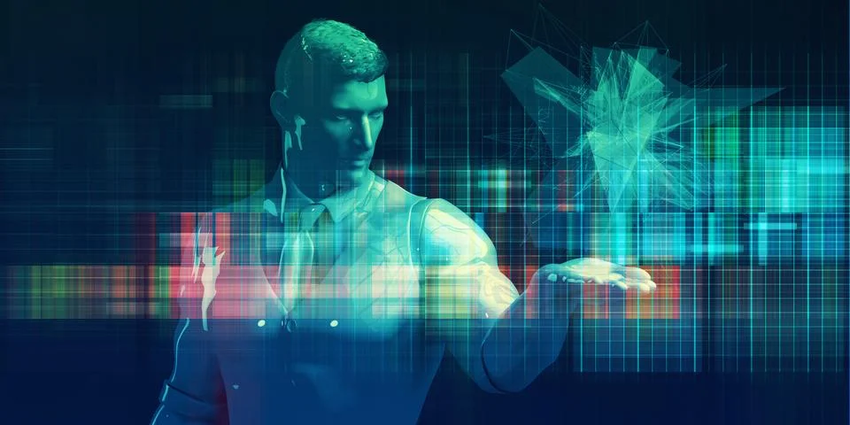 Artificial Intelligence Analytics for Business Presentation Background Illustrazione stock