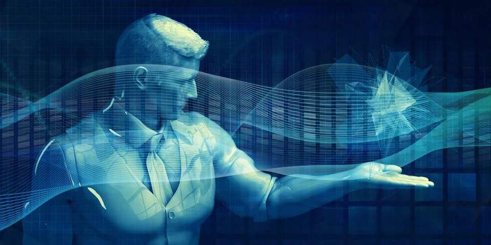 Artificial Intelligence Analytics for Business Presentation Background Stock Photos