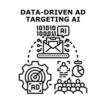 Artificial intelligence analyzes binary code data Illustrazione stock