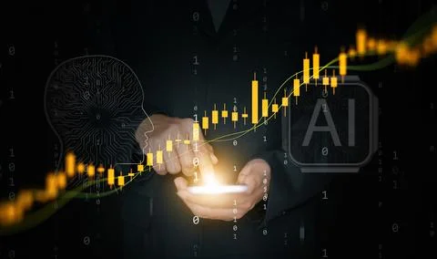 Artificial intelligence analyzing financial data for smart investment. Busi.. Stock Photos