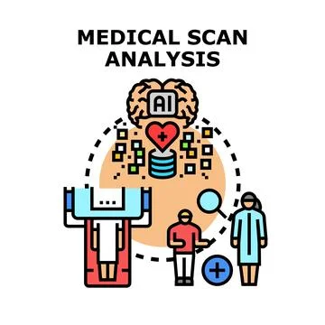 Artificial intelligence analyzing medical scan data for diagnosis 库存插图