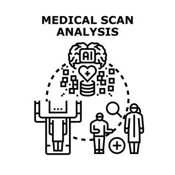 Artificial intelligence analyzing medical scan data for diagnosis Stock Illustration