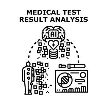 Artificial intelligence analyzing medical test results data Stock Illustration