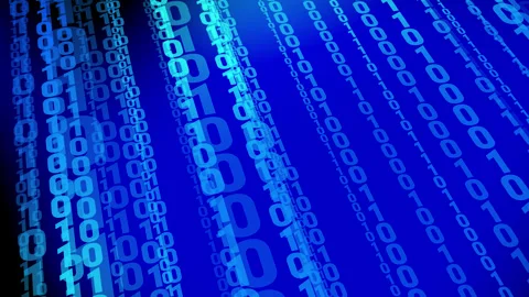 Artificial intelligence and abstract binary code on blue background Stock Footage 252011948
