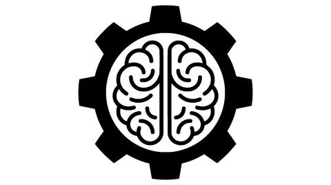 Artificial Intelligence and Brain Machine Engineering Icon Stock Illustration