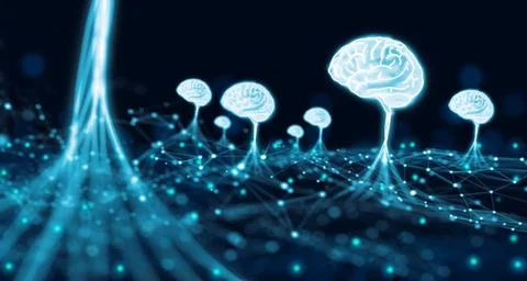 Artificial intelligence and Brainstorm with business growth developer. 库存插图
