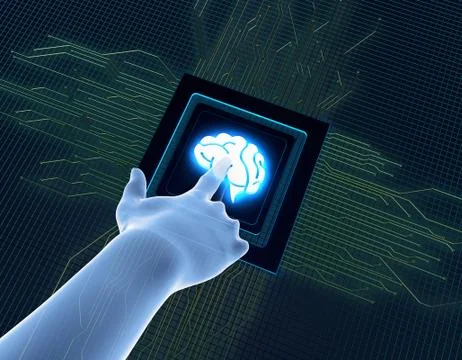 Artificial intelligence and circuit, brain, data transmission Stock Illustration