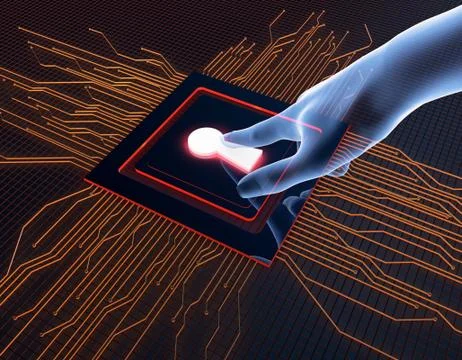 Artificial intelligence and circuit core, keyhole, data transmission and storage Stock Illustration