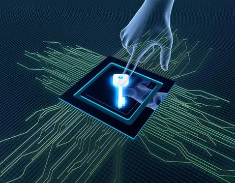 Artificial intelligence and circuits, keys, data transmission Stock Illustration