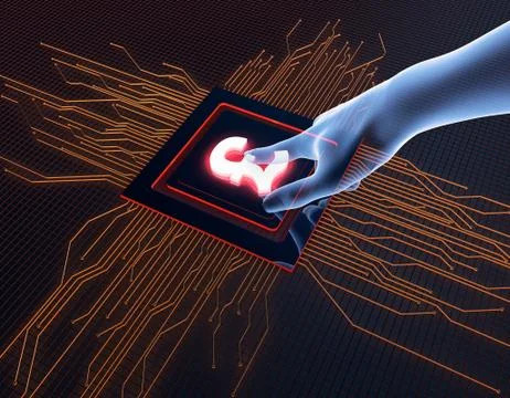 Artificial Intelligence and Circuits, Pound Sterling Symbol, Data Transmission Stock Illustration