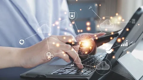 Artificial intelligence and cloud computing are impacting modern tech Stock Footage 325351750