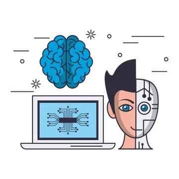 Artificial intelligence and computer Stock Illustration