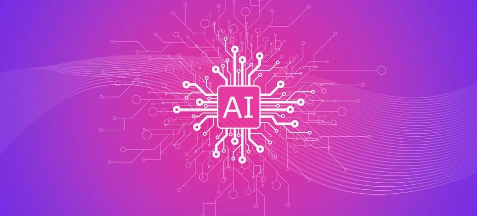 Artificial intelligence and computer science background Stockillustratie