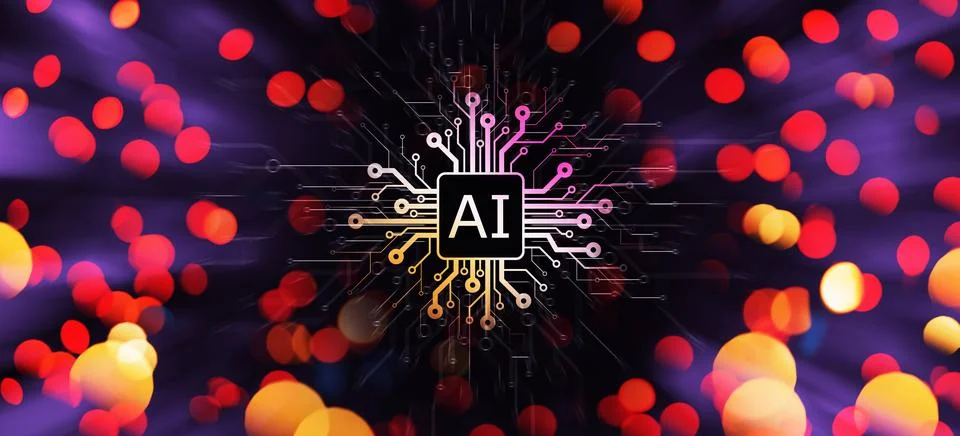 Artificial intelligence and computer science background Stock Photos