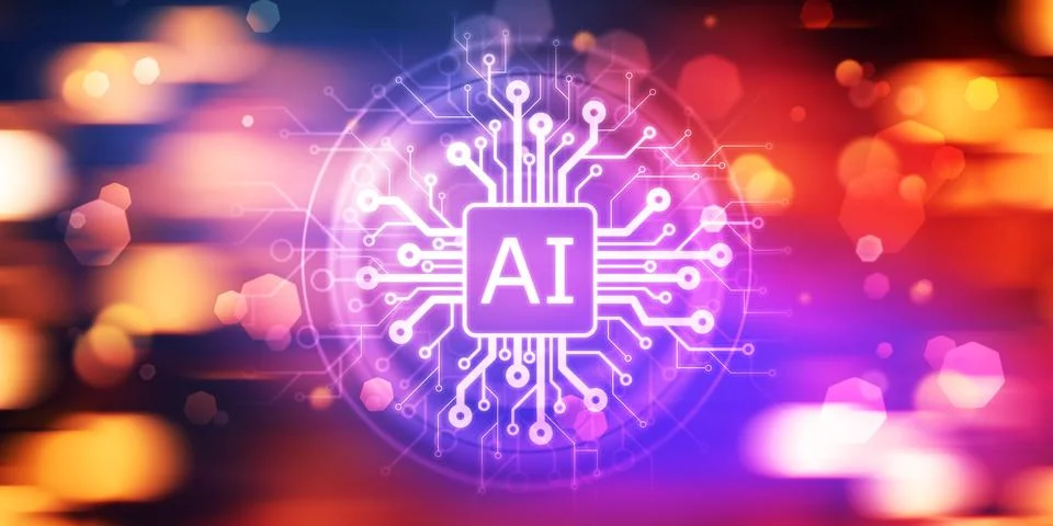 Artificial intelligence and computer science background Stock Photos