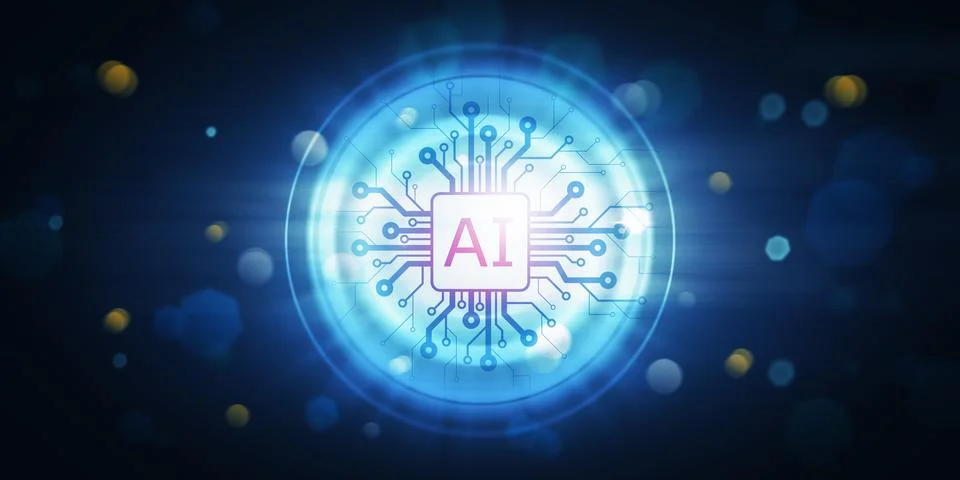Artificial intelligence and computer science background Stock Photos