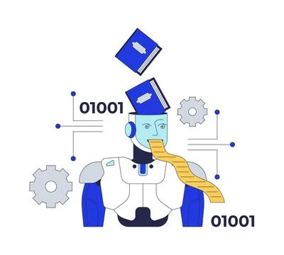 Artificial intelligence and copyright infringement 2D illustration concept 스톡 일러스트