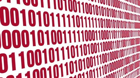 Artificial intelligence and cybercrime lines of binary code on white background Stock Footage 260484296