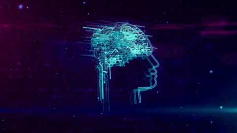 Artificial intelligence and cybernetic brain with face shape looping animation Stock Footage 103204544