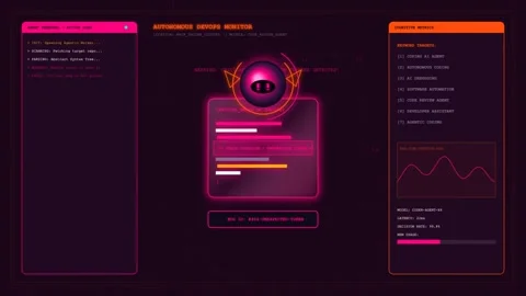 Artificial Intelligence and Data Analysis Concept, Futuristic Ui with Charts 스톡 동영상 341919497