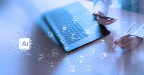 Artificial Intelligence and Data Processing Integration Document management a Stock Photos