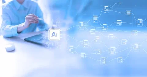 Artificial Intelligence and Data Processing Integration Document management a Stock Photos