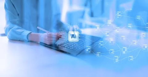 Artificial Intelligence and Data Processing Integration Document management a Stock Photos