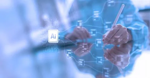 Artificial Intelligence and Data Processing Integration Document management a Stock Photos