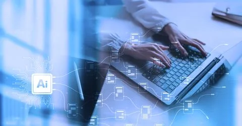 Artificial Intelligence and Data Processing Integration Document management a Stock Photos