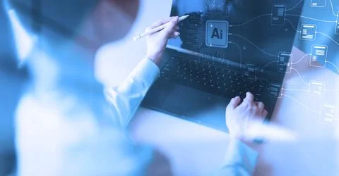 Artificial Intelligence and Data Processing Integration Document management a Stock Photos