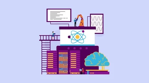 Artificial Intelligence and Data Science Flat Illustration with Scientists .. Stock Footage 337943501
