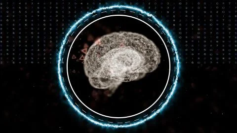 Artificial Intelligence and deep learning concept. Digital brain hologram in 스톡 일러스트